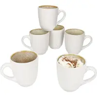 MamboCat TZIA 6er Set Kaffeebecher 260 ml Steingut Weiß Vanille Tee Kaffee Tasse