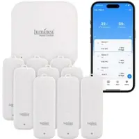 Luminea Home Control 9er-Set Temperatur- & Feuchtigkeitssensoren, WLAN-Gateway, App, IP65