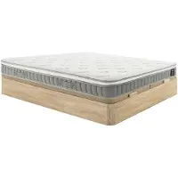 Vente-unique Bett mit Bettkasten - 180 x 200 cm - Natur hell - Taschenfederkernmatratze mit Memoryschaum - Höhe 21 cm - VITOGO von YSMÉE