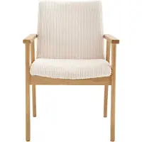 Vente-unique 2er-Set Stühle mit Armlehnen - Cord & Kautschukholz - Creme - FILDON