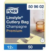 Tork LinStyle Bestecktaschen Champagner, strapazierfähig, 39 cm × 39 cm, 12 × 5...