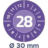 Avery Zweckform Zweckform Prüfplaketten 6944, mit Jahreszahl 2028, lila, Ø 30mm, aus Vinyl, 80 Stück