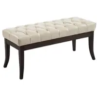DELUKE Sitzbank CANNES Kunstleder Creme 100x38x46cm Dunkelbraun Sitzbank Flur Sitzhocker Esszimmerbank Polsterbank Schlafzimmer