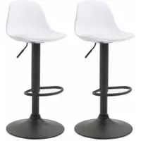 DELUKE 2er Set Barhocker LUNOR - Kunstleder Weiß 39x43x82 cm Schwarz | Barstuhl Mit Lehne Tresenhocker Tresenstuhl Kneipenhocker Kneipenstuhl