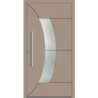 Haustuerenland.de SCHÜCO Aluminium Haustür "WILMA" ADS 75.SI RC2 Graubeige RAL 1019 beidseitig innen öffnend DIN links