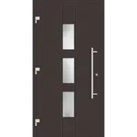 Haustuerenland.de Haustür RC3 "THERESA" 79 mm Graubraun RAL 8019 außen öffnend DIN links