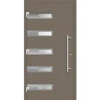 Haustuerenland.de Haustür RC3 "SMILLA" 79 mm Beigegrau RAL 7006 beidseitig außen öffnend DIN links