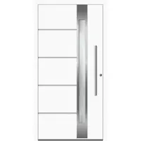 Haustuerenland.de SCHÜCO Aluminium Haustür "PETRA" ADS 75.SI RC2 Weiß RAL 9016 beidseitig innen öffnend DIN rechts