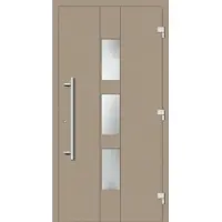 Haustuerenland.de Haustür RC3 "THERESA" 79 mm Graubeige RAL 1019 beidseitig außen öffnend DIN rechts