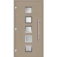 Haustuerenland.de Haustür "SISSI" 79 mm RC3 mit Edelstahl Graubeige RAL 1019 beidseitig außen öffnend DIN links