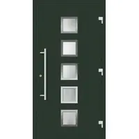 Haustuerenland.de Haustür "SISSI" 79 mm RC3 mit Edelstahl Tannengrün matt RAL 6009 außen öffnend DIN rechts