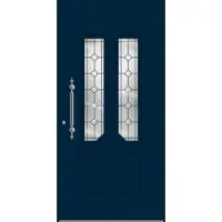 Haustuerenland.de SCHÜCO Aluminium Landhaustür "THEA" ADS 75.SI RC2 Stahlblau RAL 5011 beidseitig innen öffnend DIN links
