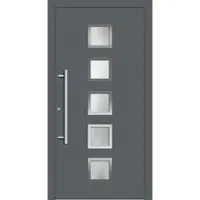 Haustuerenland.de Haustür "SISSI" 79 mm RC3 mit Edelstahl Basaltgrau RAL 7012 beidseitig innen öffnend DIN links