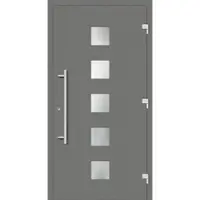 Haustuerenland.de Haustür RC3 "SISSI" 79 mm Graualuminium RAL 9007 außen öffnend DIN rechts