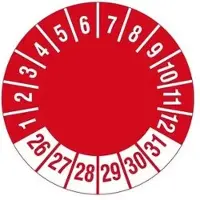 Böttcher-AG Prüfplaketten individuell, 2026 - 2031, rot, Ø 30 mm, 1.000 Stück