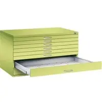 C+P CP-Möbel Planschrank 7201-200, viridingrün, DIN A0, aus Metall, 80% Teilauszug, 135 x 76 x 96 cm, 8 Schubladen
