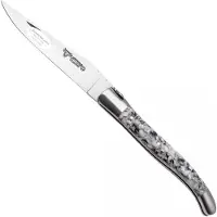 Laguiole En Aubrac Oyster and Mussel Shell, Brushed Stainless Steel, Taschenmesser, 12 cm