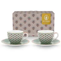 Pip studio Espressotasse Home Espresso-Tassen und Untertassen Blooming Tales Blue (2er Set)