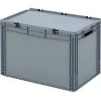 Auer Signalgeraete Eurobox ED 64/42, grau, 88 Liter, mit Deckel, offene Griffe, 60 x 40 x 43,5cm