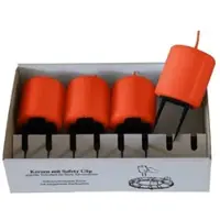 Kopschitz Kerzen 4er Set Adventskerzen mit Safety Clip und Kerzenstecker (Haltekrallen) Paprika Hellrot 6 x ? 5 cm
