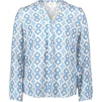 Cartoon Blusenshirt mit Muster in Weiß/Blau | Gr.: 38