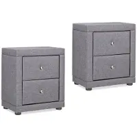 Hobby Hall Schlafzimmer Nachttisch 2er Set Nachtschrank Grau Stoff