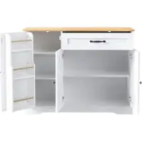STILVORA Sideboard Weiß+Natur mit 3 Türen und Schublade, verstellbaren Einlegeböden, Metallgriffen, modern skandinavisches Design 84x107x40 cm