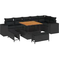 vidaXL Gartensofa-set 9 stk. 6-Sitzanzahl Schwarz Poly-Rattan