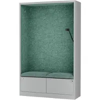 Sally Büroschrank mit Gesprächsplatz SALLY Akustische Ruhezone MentalBox Green Lagoon Grau