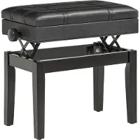 MODFU Klavierbank Holz Schwarz 63x35x46-56 cm, höhenverstellbar mit Stauraum und Kunstleder-Sitz