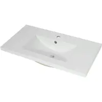 Mendler Waschbecken HWC-B19, Waschtisch Handwaschbecken Badezimmer Bad, Keramik eckig 81cm, weiß
