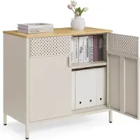 Songmics Aufbewahrungsschrank 40 x 80 x 76 cm sandbeige-naturbeige LSC102L01