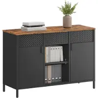 Songmics Metallschrank mit verstellbaren Böden und Magnetverschluss LSC204B01