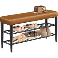 Vasagle Schuhbank EKHO, schwarz / braun, aus Metall, 2 Ebenen für 10 Paar, 100 x 50 x 30cm