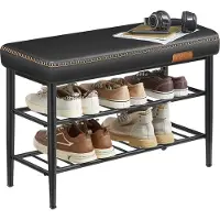 Vasagle Schuhbank EKHO, schwarz, aus Metall, 2 Ebenen für 8 Paar, 80 x 50 x 30cm