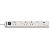 Brennenstuhl 5-fach Steckdose weiß - mit 2 USB Ladebuchsen und Kontrollschalter - 3 m