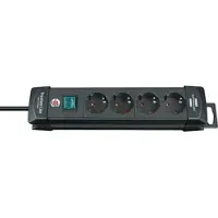 Brennenstuhl 4-fach Schutzkontakt-Steckdose schwarz - mit Schalter - 230V, 16A - 1,8 m