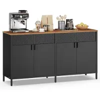 Songmics Sideboard LSC205BD01, aus Metall, schwarz, mit 2 Türen, (B/H/T) 141 x 76 x 40 cm