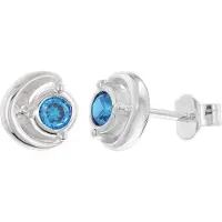 Trendor 21422-05 Damen Ohrringe 925 Silber Ohrstecker Zirkonia Saphir-Blau