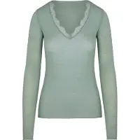 Hunkemoller Super Soft Spitzen-Shirt aus Kaschmir-Mix mit V-Ausschnit Grün