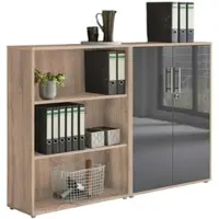 Mid.You Aktenschrank Office Edition Sw Set 1 niedrig Eiche/Anthrazit