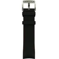 Certina - Kautschuk Ds 2 Kautschukband Schwarz, Naehen Rot, Stahl Schnalle C603019285 - schwarz