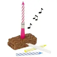 Papstar Musikkerze 12 cm farbig sortiert "Happy Birthday" mit 3 Ersatzkerzen 12 Stück