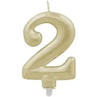 Papstar Zahlenkerze mit Halter 7 cm gold "2" 12 Stück