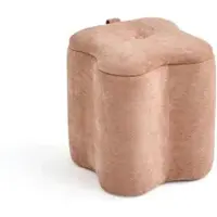 RATTATAN Samtpouf LUCKY mit Glitzereffekt und seitlichem Griff,Kleeblatt-Design,elegant,praktisch und leicht zu bewegen–Rosa