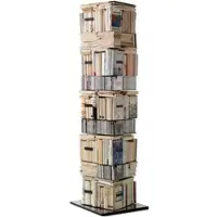 Opinion Ciatti Bücher- und CD-Säule Ptolomeo X4 Sockel Edelstahl poliert silber, Designer Bruno Rainaldi, 52x197x52 cm