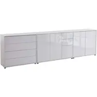 Mid.You Sideboard Mailand Set 7 Weiß/Weiß Hochglanz