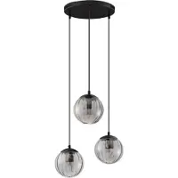 Nova Luce Pendelleuchte Abbacus 3-flammig 3xE27 Schwarz Glas Metall Ø44cm 9236317