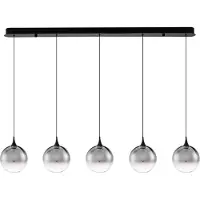 Nova Luce LED Pendelleuchte Orenda dimmbar 20W warmweiss 3000K Rauchgrau Schwarz Glas Metall 115x16cm 9416963