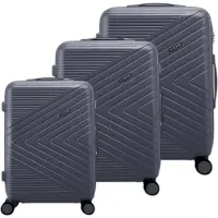 Avizar , 3er Set strukturierte Hartschalenkoffer Chevron-Design mit TSA-Schloss, Grau